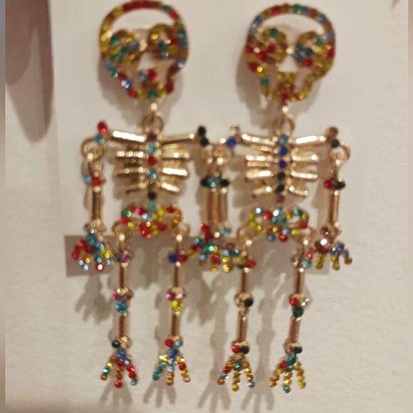 Skeleton Dangle Earrings - Picture 2 of 2